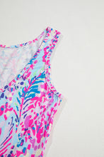 Load image into Gallery viewer, Purple Abstract Floral Print Sleeveless Maxi Dress