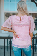 Load image into Gallery viewer, Apricot Flutter Sleeves Sheer Textured Babydoll Top