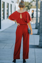 Load image into Gallery viewer, Red Belted Wide Leg Jumpsuit