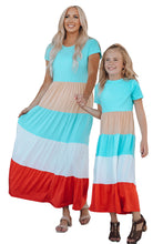 Load image into Gallery viewer, Family Matching Short Sleeve Color Block Adult Maxi Dress