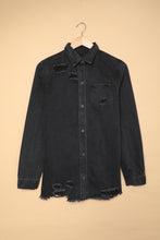 Load image into Gallery viewer, Black Ripped Denim Jacket