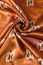 Load image into Gallery viewer, Gold Flame Vintage Fashion Satin Paisley Flower Prints Square Scarf