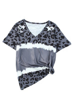 Load image into Gallery viewer, Yellow Leopard Color Block V-Neck T-shirt Dress