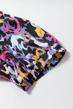 Load image into Gallery viewer, Purple Leopard Print Ruffled V Neck Plus Size Mini Dress