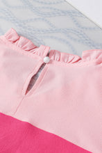 Load image into Gallery viewer, Rose Red Two Tone Ruffled Flutter Sleeve Blouse
