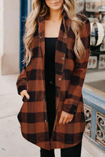 Load image into Gallery viewer, Red Turn-down Collar Plaid Shirt Coat