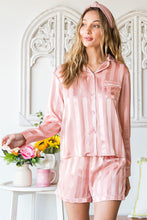 Load image into Gallery viewer, Pink Striped Print Buttoned Shirt and Drawstring Shorts Lounge Set