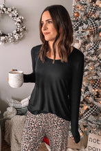 Load image into Gallery viewer, Long Sleeve Top and Leopard Print Pants Lounge Set