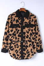 Load image into Gallery viewer, Black Contrast Trimmed Leopard Teddy Shacket