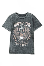 Load image into Gallery viewer, Gray WORLD TOUR Graphic Print Mineral Washed Tee