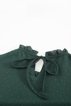 Load image into Gallery viewer, Green Tiered Sleeve Frilled Neck Dotted Top