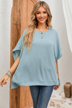 Load image into Gallery viewer, Apricot Ribbed Knit Batwing Sleeve Tunic Oversized T Shirt