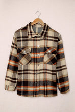 Load image into Gallery viewer, Orange Geometric Plaid Print Pocketed Shacket