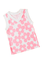 Load image into Gallery viewer, Pink Cute Flower Knitted V Neck Tank Top