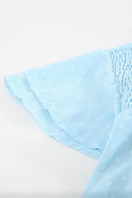 Load image into Gallery viewer, Green Tiered Sleeve Frilled Neck Dotted Top