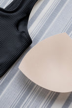 Load image into Gallery viewer, Black Ribbed Square Neck Padded Sports Romper