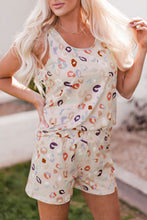 Load image into Gallery viewer, Apricot Leopard Print Tank and Shorts Lounge Set