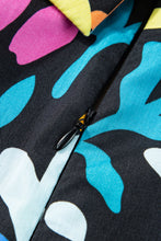 Load image into Gallery viewer, Blue Split Neck Collared Plus Floral Dress