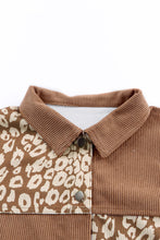 Load image into Gallery viewer, Brown Leopard Print Corduroy Long Sleeve Jacket