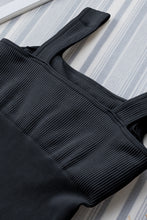 Load image into Gallery viewer, Black Ribbed Square Neck Padded Sports Romper