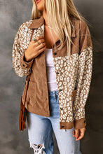 Load image into Gallery viewer, Brown Leopard Print Corduroy Long Sleeve Jacket