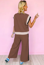 Load image into Gallery viewer, Chestnut Color Block Detail Casual Two-piece Outfit