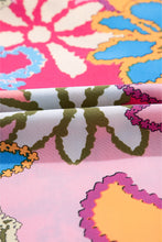 Load image into Gallery viewer, Multicolor Vibrant Floral Print Trimmed Ruffle Sleeve Blouse