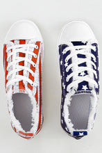 Load image into Gallery viewer, Blue American Flag Lace-up Canvas Flat Shoes