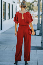 Load image into Gallery viewer, Red Belted Wide Leg Jumpsuit