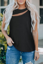 Load image into Gallery viewer, Black Slash Cutout Cap Sleeve T Shirt