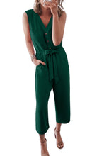 Load image into Gallery viewer, Pink Buttoned Sleeveless Cropped Jumpsuit with Sash