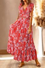 Load image into Gallery viewer, White Floral Ruffled Crop Top and Maxi Skirt Set