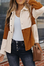 Load image into Gallery viewer, Gray Colorblock Checkered Sherpa Jacket