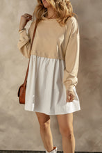 Load image into Gallery viewer, Pale Khaki Sweatshirt Poplin Mini Dress