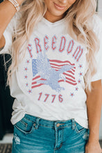 Load image into Gallery viewer, White FREEDOM Eagle Flag Print 1776 Graphic Tee
