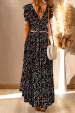 Load image into Gallery viewer, White Floral Ruffled Crop Top and Maxi Skirt Set
