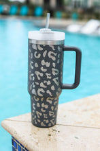 Load image into Gallery viewer, White Leopard Print 40OZ Stainless Steel Portable Cup with Handle
