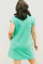 Load image into Gallery viewer, Mint Green Textured Cap Sleeve T Shirt Dress