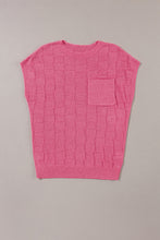 Load image into Gallery viewer, Bright Pink Lattice Textured Knit Short Sleeve Sweater