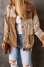 Load image into Gallery viewer, Brown Leopard Print Corduroy Long Sleeve Jacket