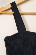 Load image into Gallery viewer, Black Smocked Sleeveless Wide Leg Jumpsuit with Pockets