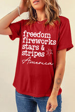 Load image into Gallery viewer, Red American Freedom Day Slogan Print T Shirt