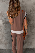 Load image into Gallery viewer, Chestnut Color Block Detail Casual Two-piece Outfit