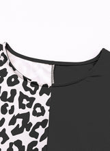 Load image into Gallery viewer, Black Contrast Solid Leopard Short Sleeve T-shirt Dress with Slits