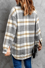 Load image into Gallery viewer, Brown Plaid Print Pocket Women Shacket