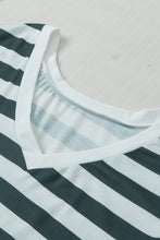 Load image into Gallery viewer, Sea Green Striped V Neck Ruffle Sleeve Top