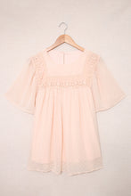 Load image into Gallery viewer, Apricot Flutter Sleeves Sheer Textured Babydoll Top