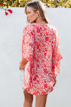 Load image into Gallery viewer, Pink Boho Floral V Neck Kimono Style Blouse