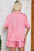 Load image into Gallery viewer, Pink Flower Print Short Sleeve Shirt Pajamas Set