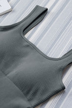 Load image into Gallery viewer, Black Ribbed Square Neck Padded Sports Romper